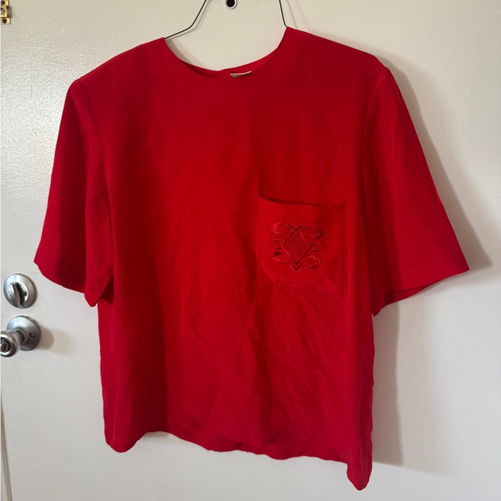 Dana Buchman Vibrant Red Silk Blouse